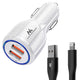 Maclean billaddare, Qualcomm Quick Charge, QC 3.0 - 5V/3A, 9V/1,8A, 12V/1,6A, 5V/3,1A uttag med USB Lightning-kabel