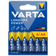 VARTA Longlife Power, 6 st AA alkaliska batterier, LR06, 1,5V