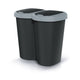 Papperskorg Compacta B Duo, grå/svart, volym 40L, ett fack, två lock, väggmonterad version, NDBS40-429U_S411