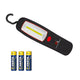 Maclean COB LED-verkstadslampa, magnet, krok, 3xAA, MCE03 + 3x Varta Industrial LR6/AA R-06-batterier