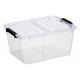 Plast Team Home Box Flex 15L behållare med dubbelt lock, vikbart lock, säkerhetsklämmor, transparent, 23010800