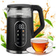 GreenBlue trådlös vattenkokare, volym 1,7 l, vattenbehållare i glas, tydlig display, temperaturval, 2200 W, GB670 B