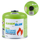GreenBlue gaspatron 500 g. Certifikat: Pi 0437, uppfyller EN417, butan-propan, användningstemperatur -10 °C till +40 °C, gängad ventil 7/16'' GB499