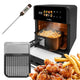 GreenBlue AIR FRYER fettfri fritös, kraftfull 1800 W, 10 liters kapacitet, 8 program, tillbehör, timer, GB950 + mattermometer/matprob, GreenBlue GB178