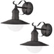 Rabalux Oslo trädgårdsvägglampa för fasad, svart, E27, max 60 W, IP43, 230 V, 2 st.