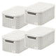 Curver-korg, universal, med lock, krämfärgad, Rattan Style M, 4 stycken