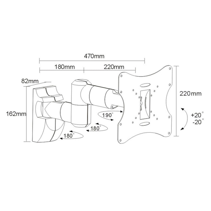 TV- eller monitorhållare Maclean, universell, max VESA 200x200, 23-50", 30 kg, silver, MC-503A S