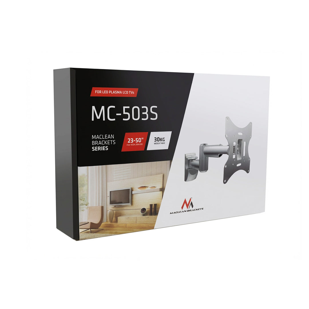 TV- eller monitorhållare Maclean, universell, max VESA 200x200, 23-50", 30 kg, silver, MC-503A S