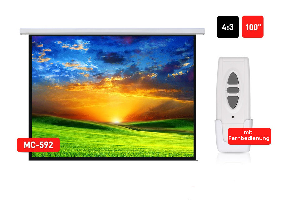Maclean MC-592Maclean projektionsskärm, elektrisk, vägg eller tak, 100", 200x150, 4:3, MC-592