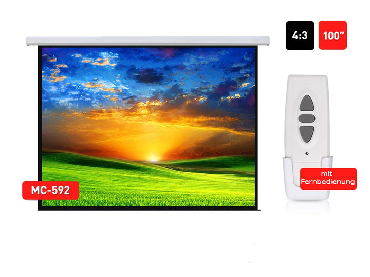 Maclean MC-592Maclean projektionsskärm, elektrisk, vägg eller tak, 100", 200x150, 4:3, MC-592