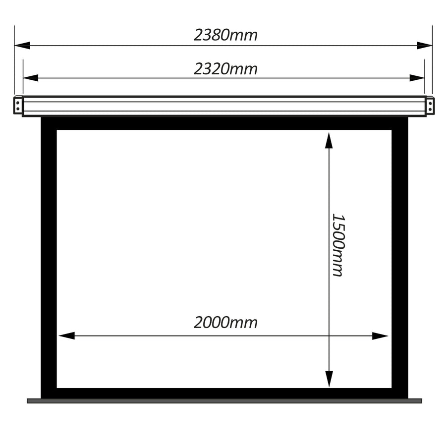 Maclean projektionsduk, elektrisk, vägg- eller takmontering, 100 tum, 200 x 150 cm, 4:3, MC-592
