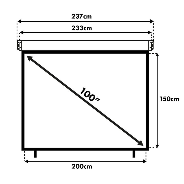 Maclean projektionsduk, elektrisk, vägg- eller takmontering, 100 tum, 200 x 150 cm, 4:3, MC-592