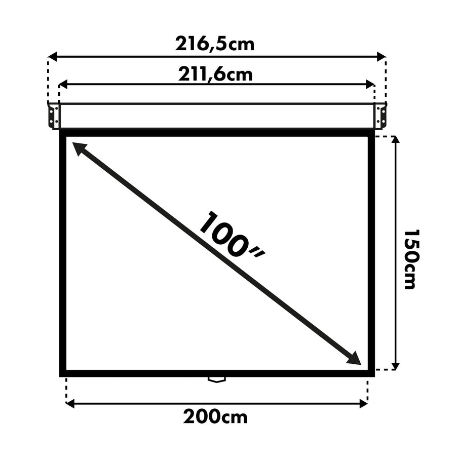 Maclean-projektionsduk, auto-lock, mattvit, vägg- eller takmontering, 100 tum, 4:3, 200 x 150 cm, MC-594