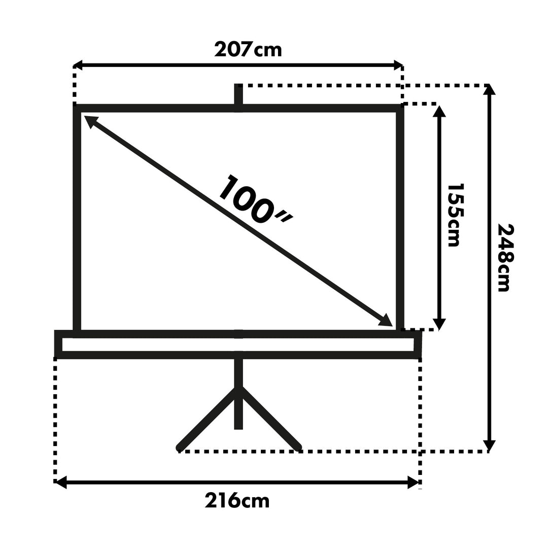 Maclean projektionsduk, diagonal 100 tum, 200x150 cm, på stativ, format 4:3, MC-595