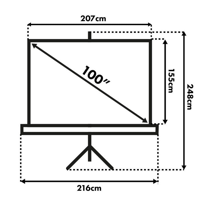 Maclean projektionsduk, diagonal 100 tum, 200x150 cm, på stativ, format 4:3, MC-595