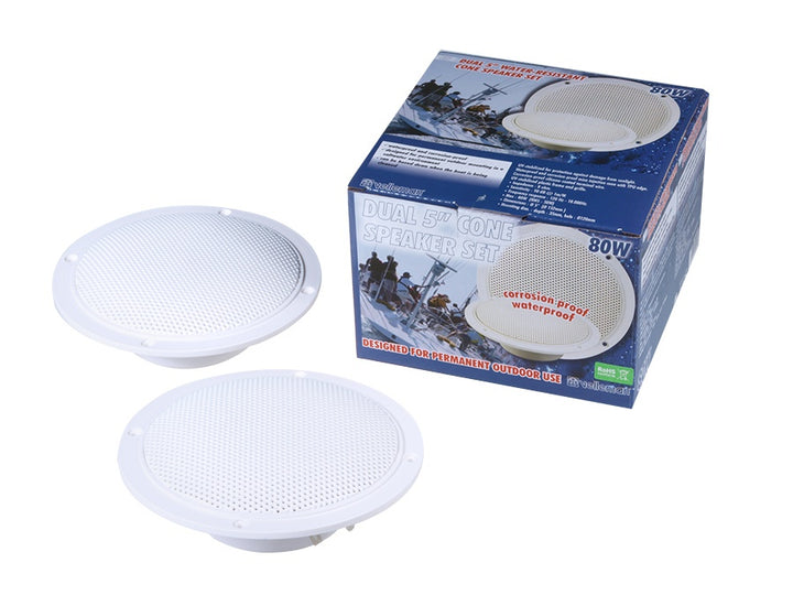 Velleman högtalare, tak, 5", 80W, 8Ohm vattentät, 2 st, VDSWPS5N
