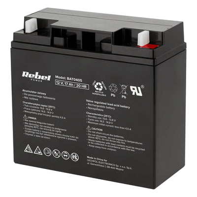 Rebel12V 17Ah underhållsfritt gelbatteri för UPS