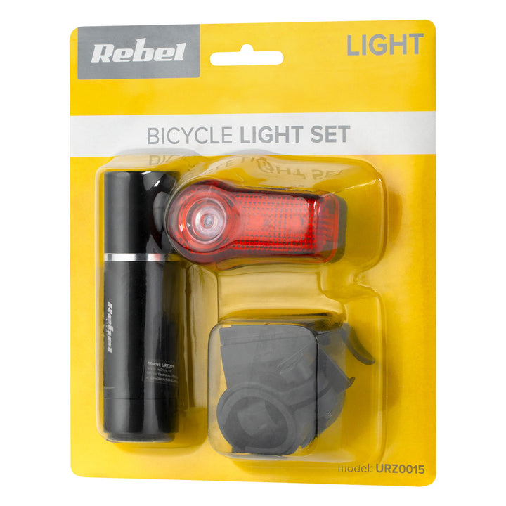 Cykelbelysning URZ0015 fram 1x LED 3W + bak 3x LED batteridrift Rebel