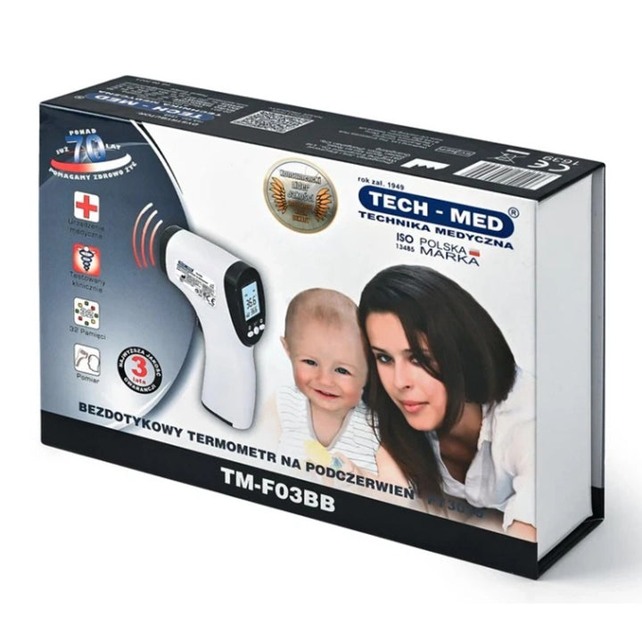 Tech-Med beröringsfri termometer, LCD-display, minne för 32 resultat, TM-F03BB