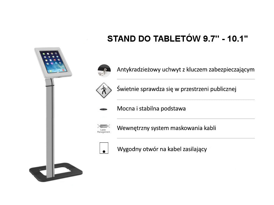 Maclean surfplattestativ / reklamhållare, golvstativ med låsanordning, universal, 9,7"-10,1", MC-645