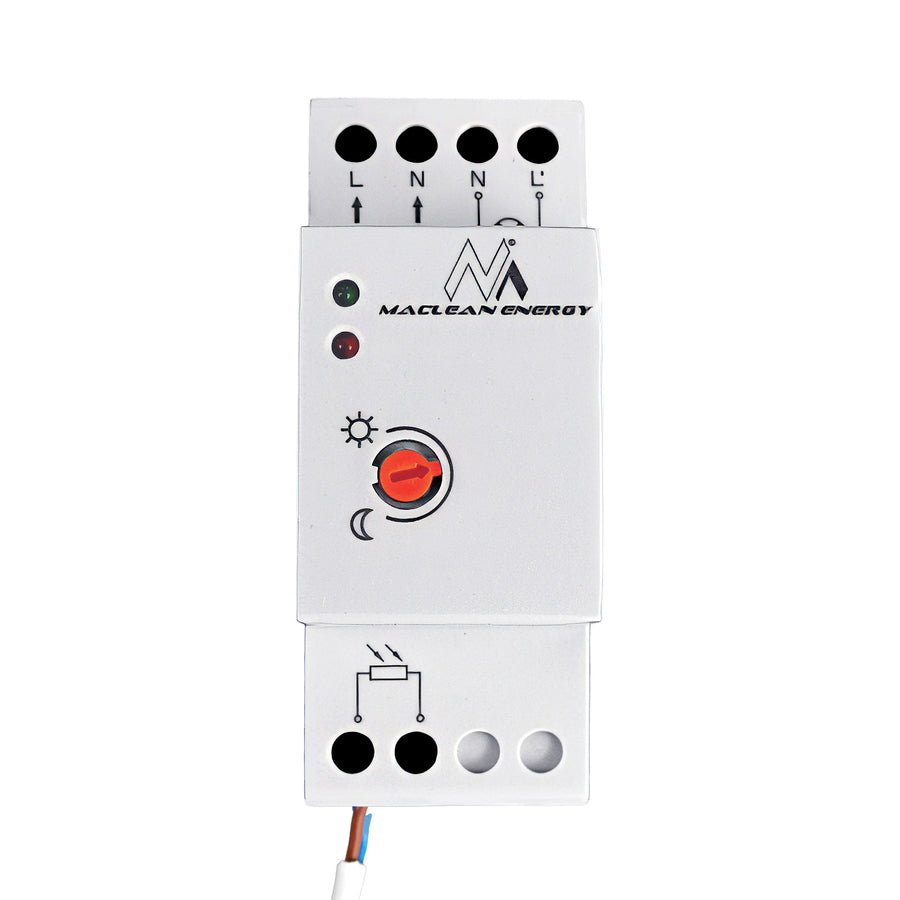 Maclean skymningsrelä, DIN-skena, med extern sond, 220-240V/AC, 50Hz, 20A, MCE83