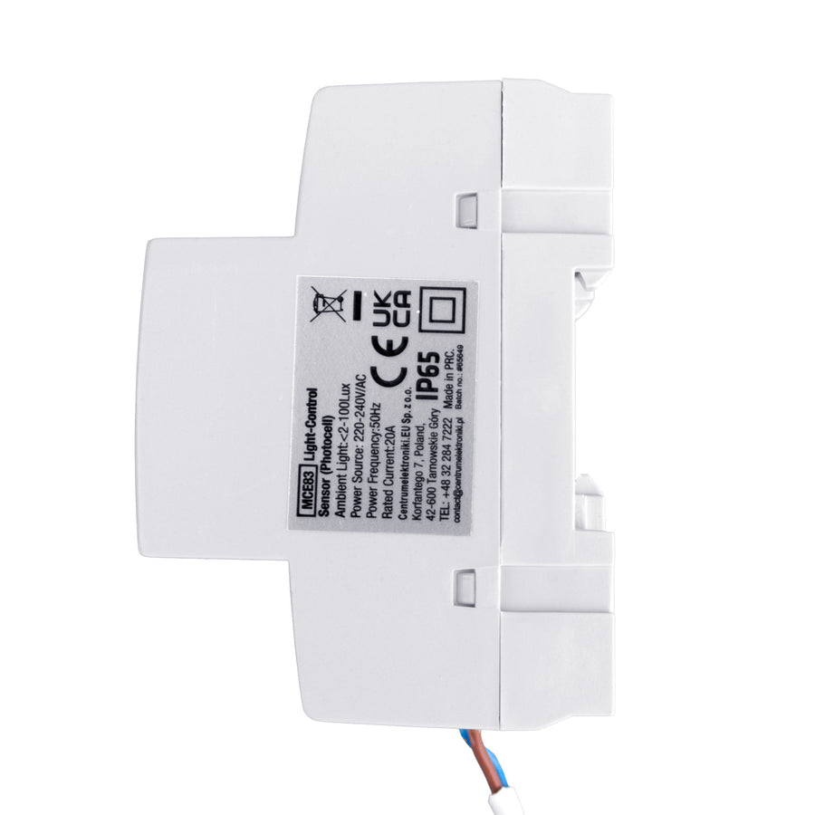Maclean skymningsrelä, DIN-skena, med extern sond, 220-240V/AC, 50Hz, 20A, MCE83