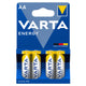 4 st R-06 LR06 AA 1,5 V Varta Energy alkaliska batterier