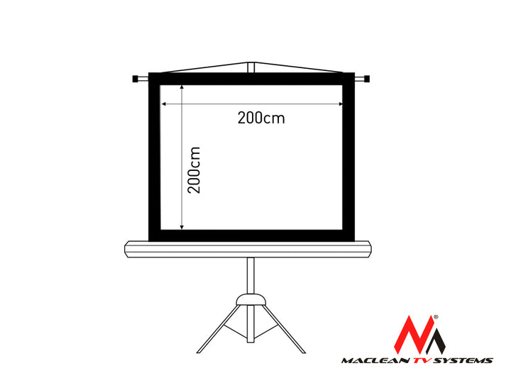 Projektionsskärm på stativ 112", 1:1, 200x200 Maclean MC-680