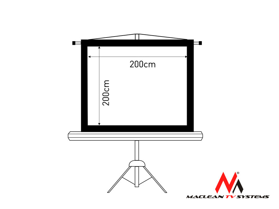 Projektionsskärm på stativ 112", 1:1, 200x200 Maclean MC-680