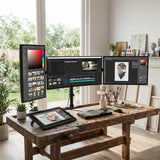 Maclean skrivbordsfäste för 3 LCD-skärmar, dubbel arm, VESA 75x75 och 100x100, 13"-27", 8kg, MC-691