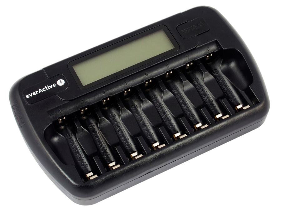 Batteriladdare AA och AAA everActive, 8 kanaler, LCD-display, NC-800