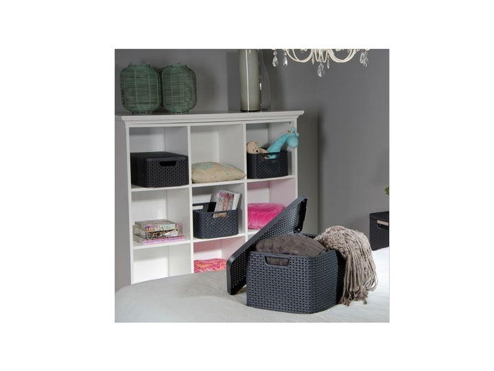 Curver korg, flerfunktionell, med lock, grå, Rattan Style L