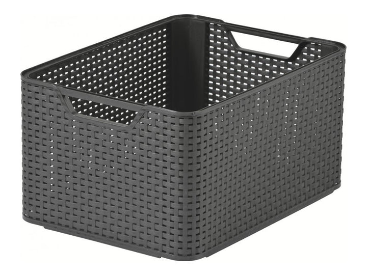 Curver korg, flerfunktionell, med lock, grå, Rattan Style L