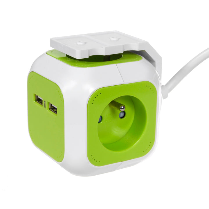 MagicCube fyrdubbelt strömuttag från GreenBlue, 2 USB-ingångar, 1,4 m, GB118