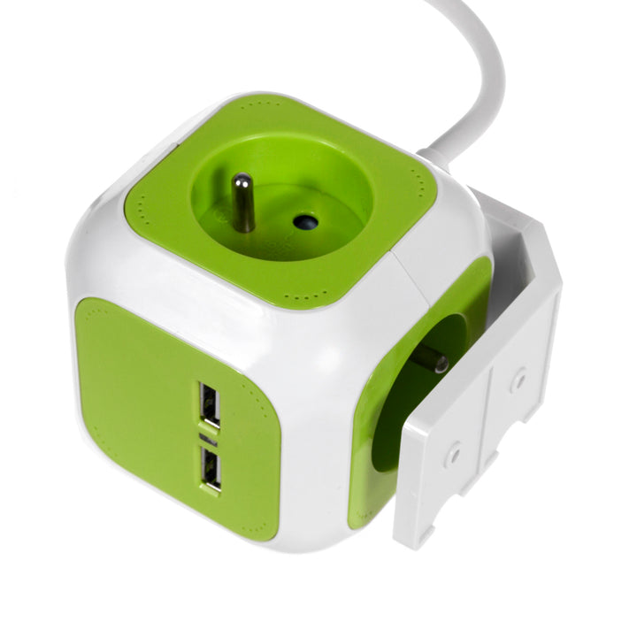 MagicCube fyrdubbelt strömuttag från GreenBlue, 2 USB-ingångar, 1,4 m, GB118