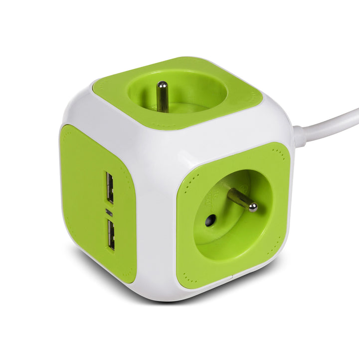 MagicCube fyrdubbelt strömuttag från GreenBlue, 2 USB-ingångar, 1,4 m, GB118