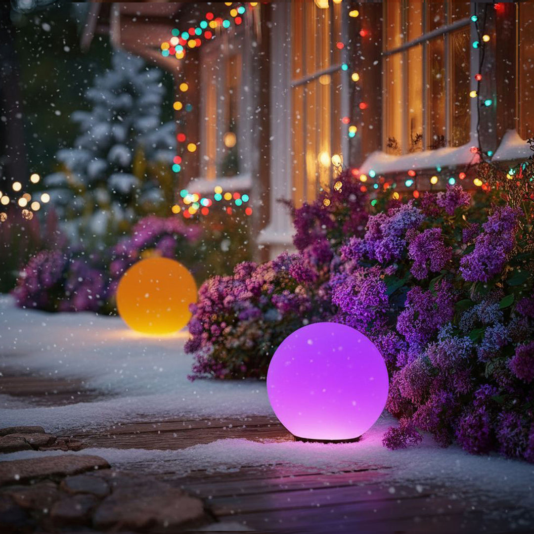 GreenBlue solcellslampa, fristående, trädgård, sfär 25x25x58cm, RGB LED, GB165