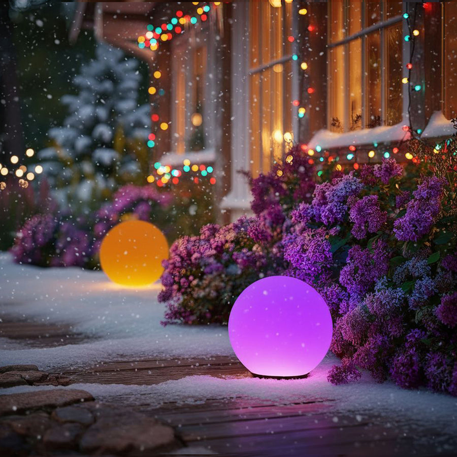 GreenBlue solcellslampa, fristående, trädgård, sfär 25x25x58cm, RGB LED, GB165