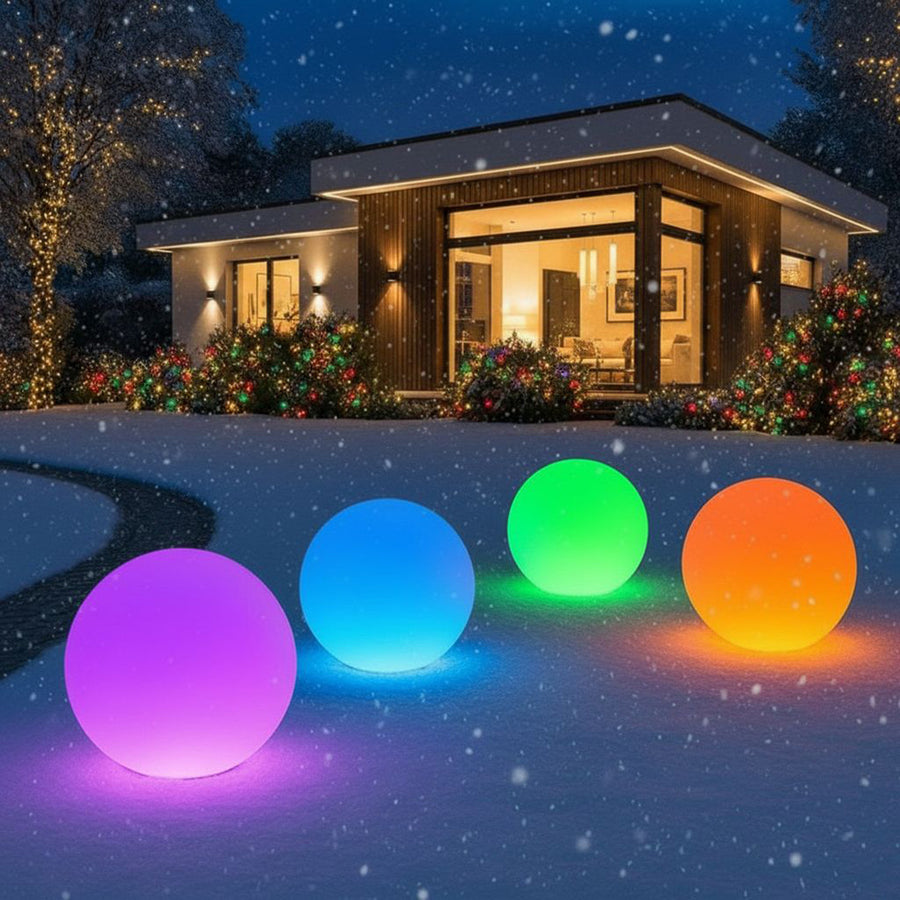 GreenBlue solcellslampa, fristående, trädgård, sfär 25x25x58cm, RGB LED, GB165