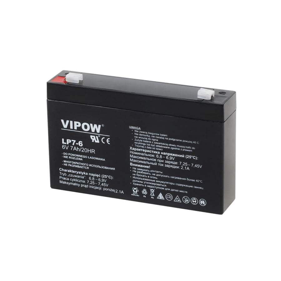 Vipow underhållsfritt 6V 7Ah gelbatteri för UPS