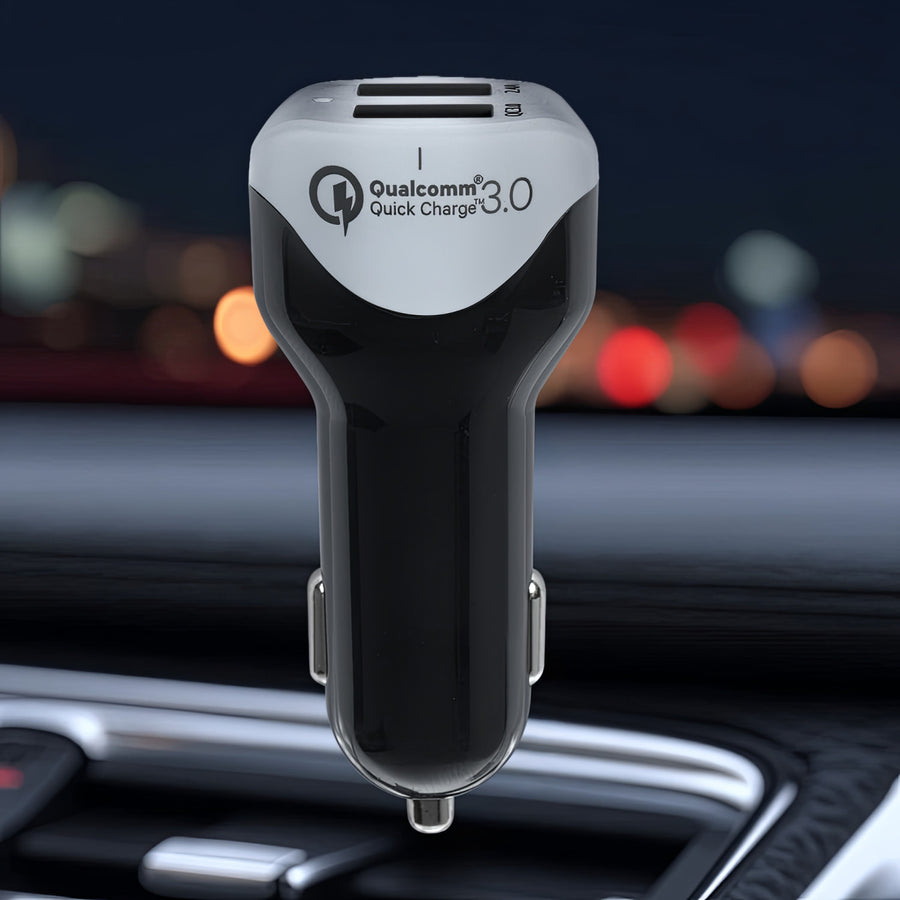 Billaddare max4.8A 2xUSB Maclean Energy MCE157 Qualcomm Quick Charge QC 3.0 plus kabel 1,5m Silver