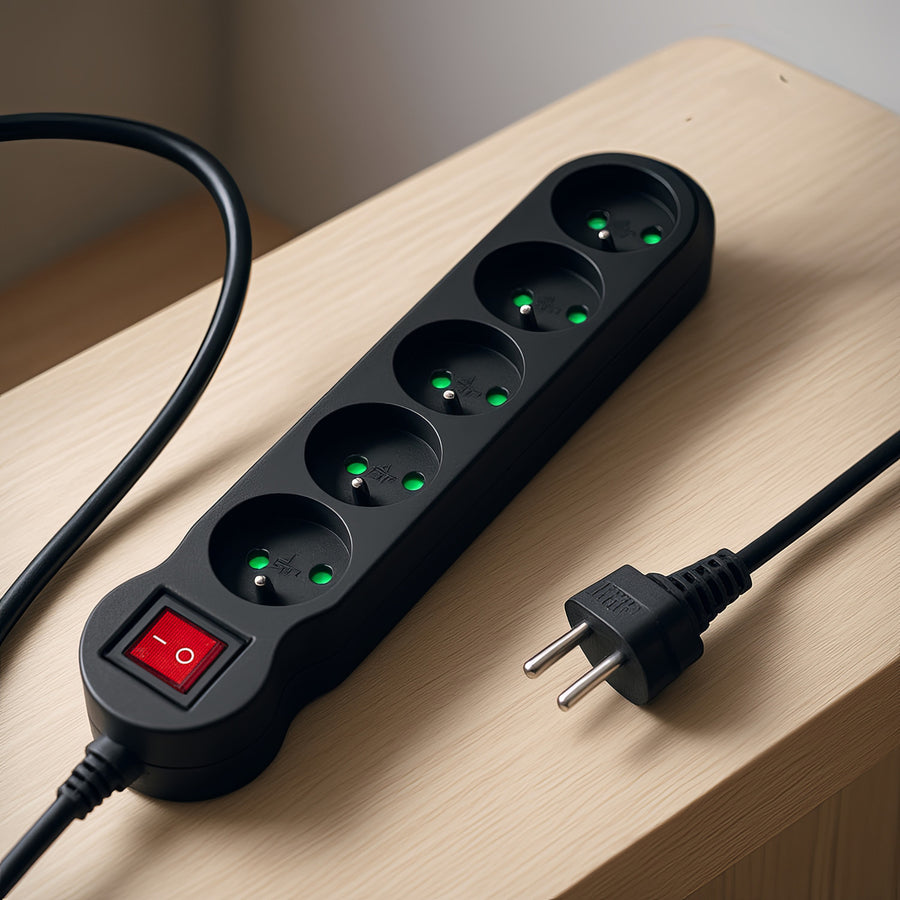 Maclean Energy power strip MCE183 Förlängningskabel med 5 uttag med strömbrytare