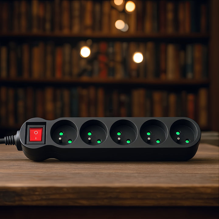 Maclean Energy power strip MCE183 Förlängningskabel med 5 uttag med strömbrytare