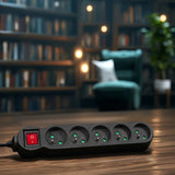 Maclean Energy power strip MCE183 Förlängningskabel med 5 uttag med strömbrytare