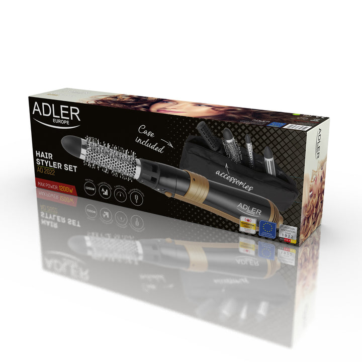 Adler locktång, multifunktionell, 6 tillbehör, 2 temperaturinställningar, 1000 W, AD 2022