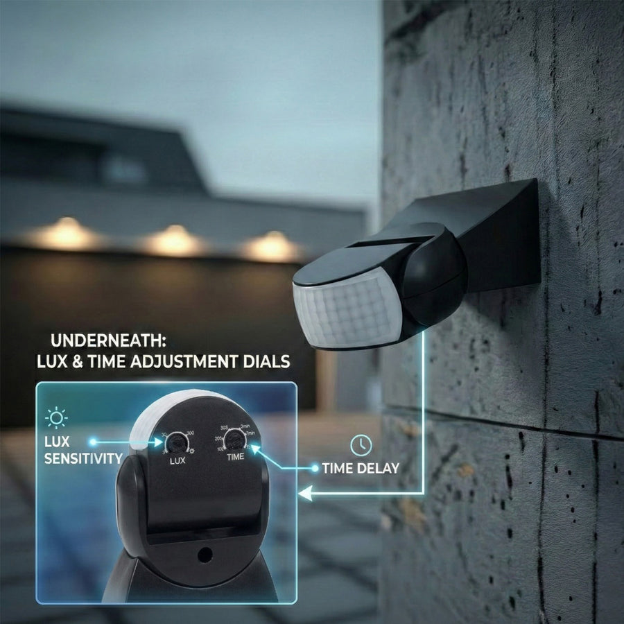 Maclean MCE201 Infraröd rörelsedetektor PIR LED-belysning Automatisk dag och natt 12m