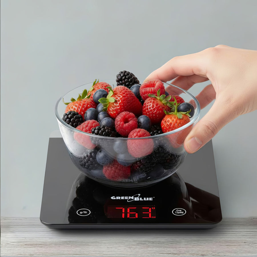 LED digital köksvåg, svart, GreenBlue GB171 min 1g max 5000g