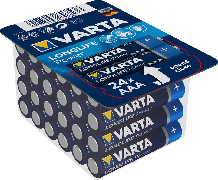 24x Varta High Energy LR03 / AAA alkaliska batterier