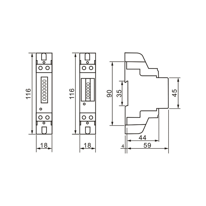 DIN-skena monterad wattmätare LCD-display GreenBlue GB173