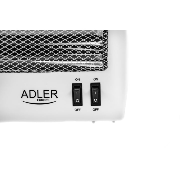 Adler halogenvärmare, 2 effektnivåer, 2 kraftfulla kvartslampor, vit, AD 7709
